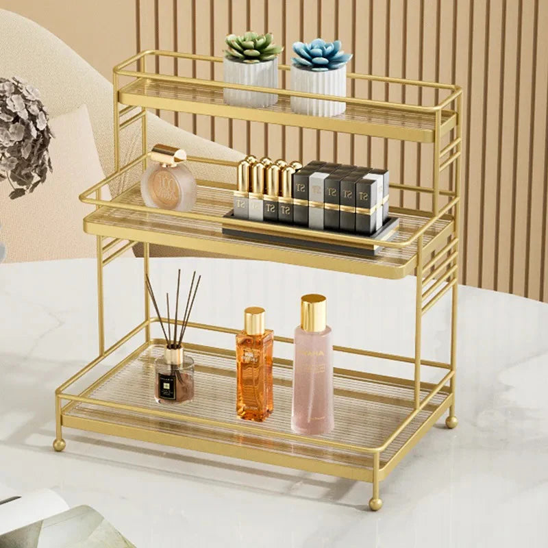Modern Kitchen Accessories, Jewelry Display Rack, Rust-Proof Golden Shelves