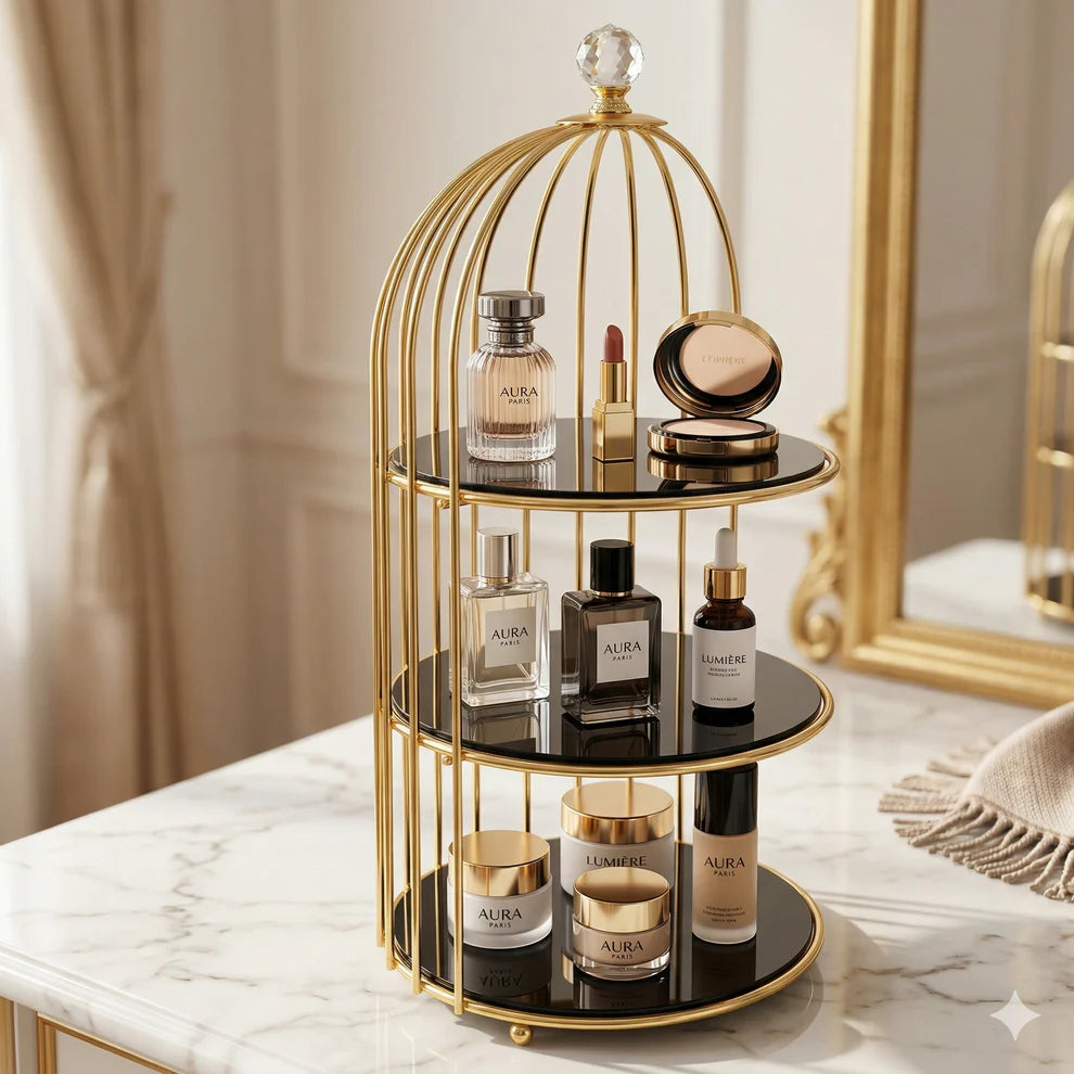 Vanity Table Decor, 2-Tier Corner Rack, Luxury Spice Organizer, Jewelry Display Stand