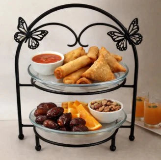 Golden High Tea Stand, Ramadan Iftar Platter, Aesthetic Dining Table Accessories