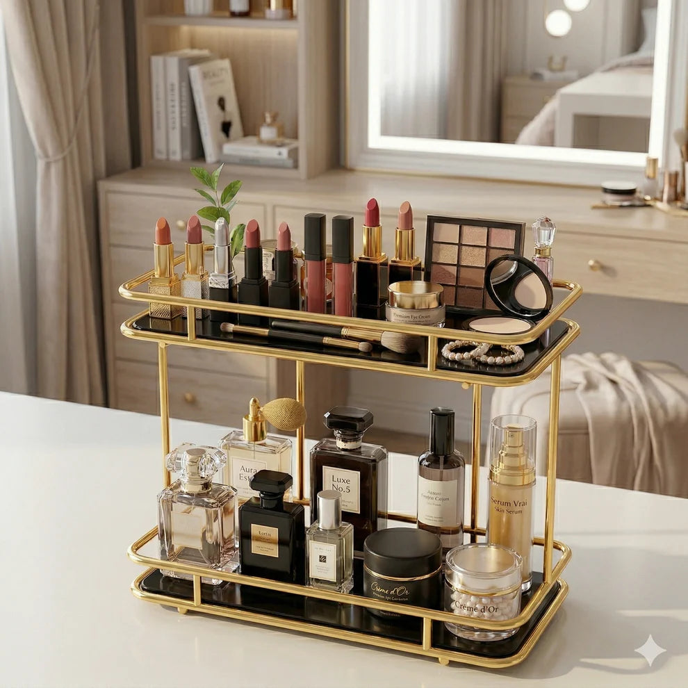 Aesthetic Home Decor, Gold Metal Organizer