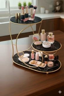 Gold Metal Organizer, Vanity Table Storage, Premium Skincare Shelf,