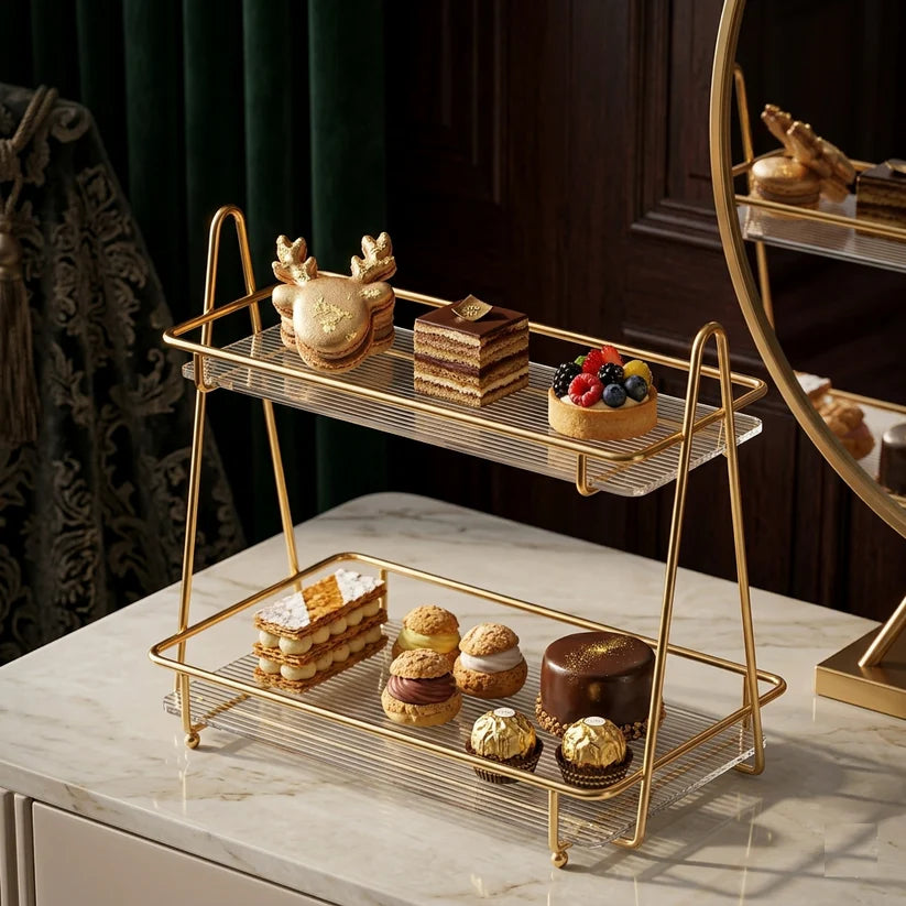 Countertop Organizer Gold, 3-Tier Cake Stand, Bathroom Vanity Organizer