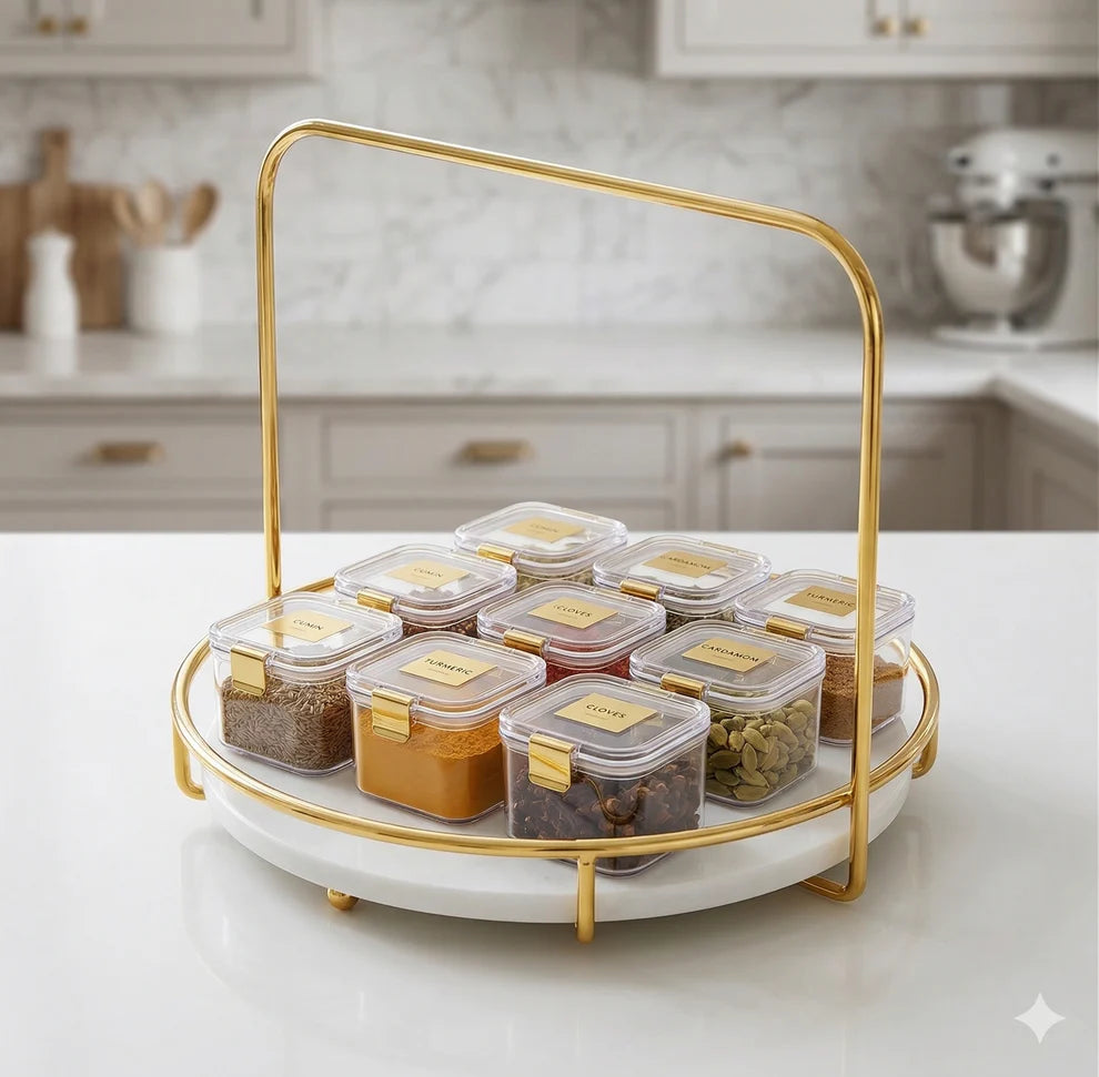 Luxury Rotating Makeup Tray – Gold & Black Acrylic Vanity Organizer – Premium Cosmetic & Perfume Display Rack for Dressing Table