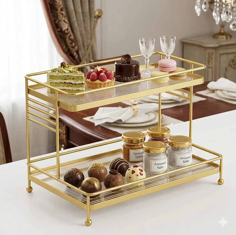 Pantry Organization Ideas, Countertop Organizer Gold, Bathroom Vanity Organizer